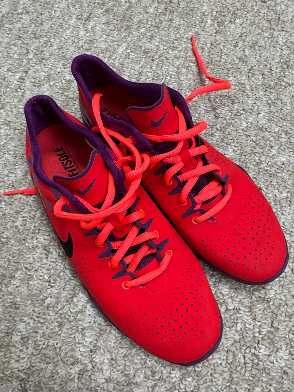 Nike Red Athletic Sneakers with Purple Accents